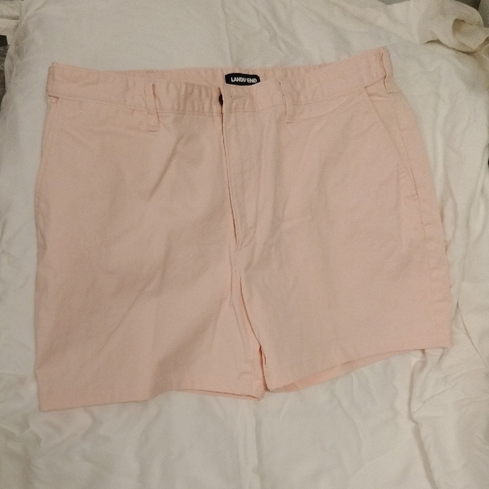 Lands' End Pink Flat Front Men Shorts, Comfort Waist